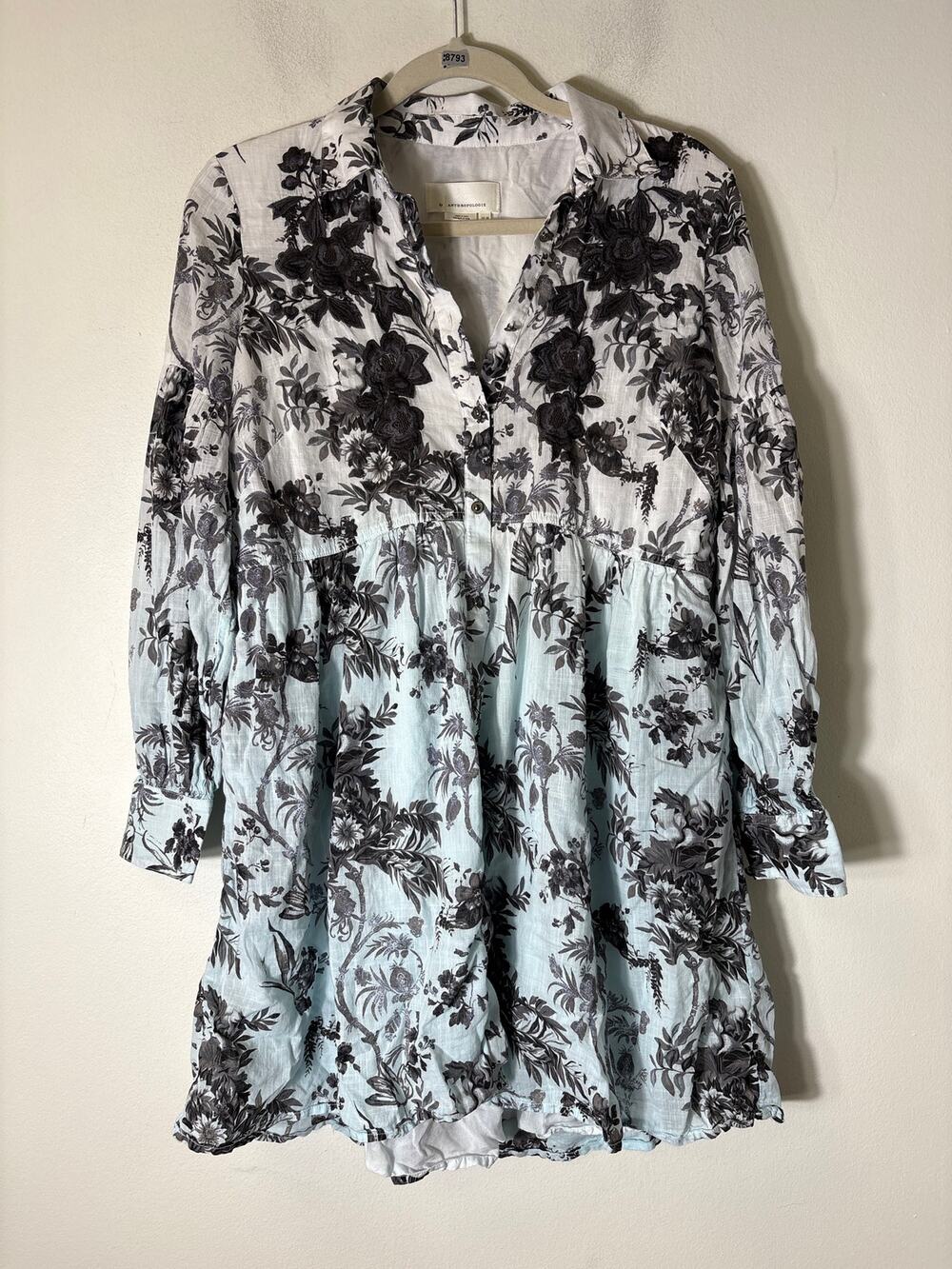 Anthropologie Ombre Floral Toile Baby Doll Dress Sz 6 - Picture 1 of 3